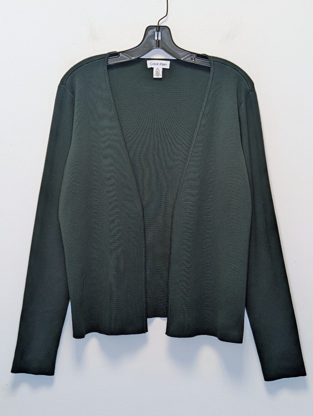 Calvin Klein Green Open Front Knit Cardigan Sweater M